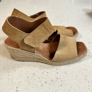 Picon Tan Suede Wedge Sandals Leather Sock Handmade in Spain Boho Size 9 Comfort